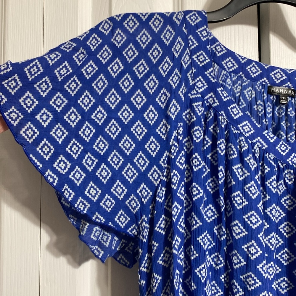 CUTE Hannah lightweight blue v-neck gauze lace detail smock top shirt blouse PXL - Picture 5 of 12